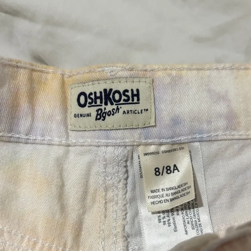 OshKosh B'gosh 8 Pastel Tie-Dye Jean Shorts cotton spandex blend nwt